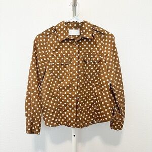Banana Republic Vintage Style Polka Dot Button Up Shirt in Brown and White